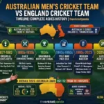 Australian Men’s Cricket Team vs England Cricket Team Timeline