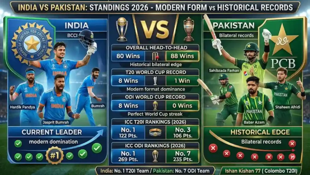 India National Cricket Team Vs Pakistan National Cricket Team Standings