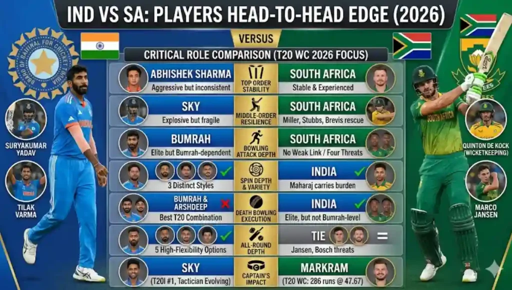 India National Cricket Team vs South Africa National Cricket Team Players