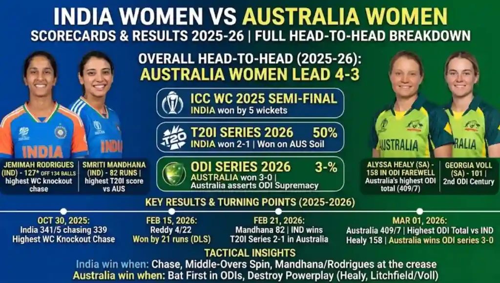India Women's National Cricket Team Vs Australia Women's National Cricket Team Match Scorecard