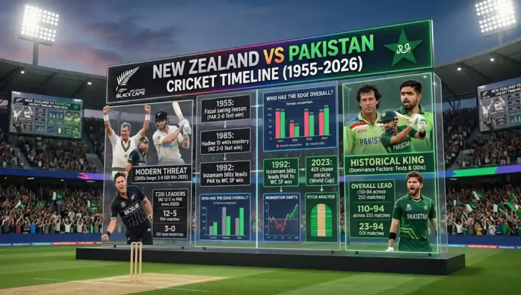 New Zealand National Cricket Team vs Pakistan National Cricket Team Timeline