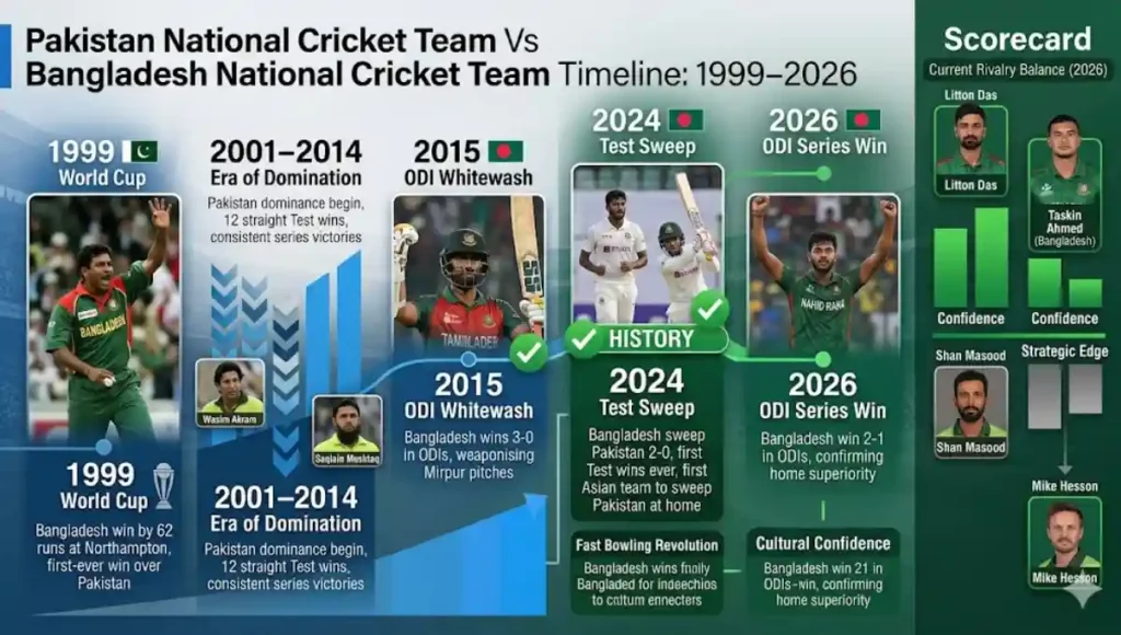 Pakistan National Cricket Team Vs Bangladesh National Cricket Team Timeline