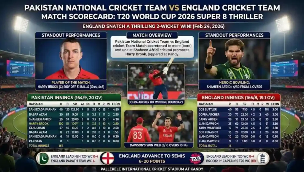 Pakistan National Cricket Team vs England Cricket Team Match Scorecard