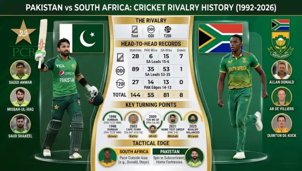 Pakistan National Cricket Team vs South Africa National Cricket Team Timeline