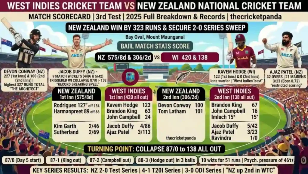 West Indies Cricket Team Vs New Zealand National Cricket Team Match Scorecard