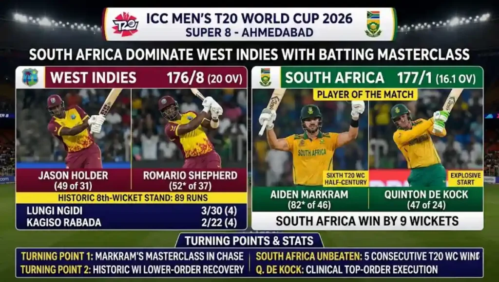 West Indies Cricket Team vs South Africa National Cricket Team Match Scorecard