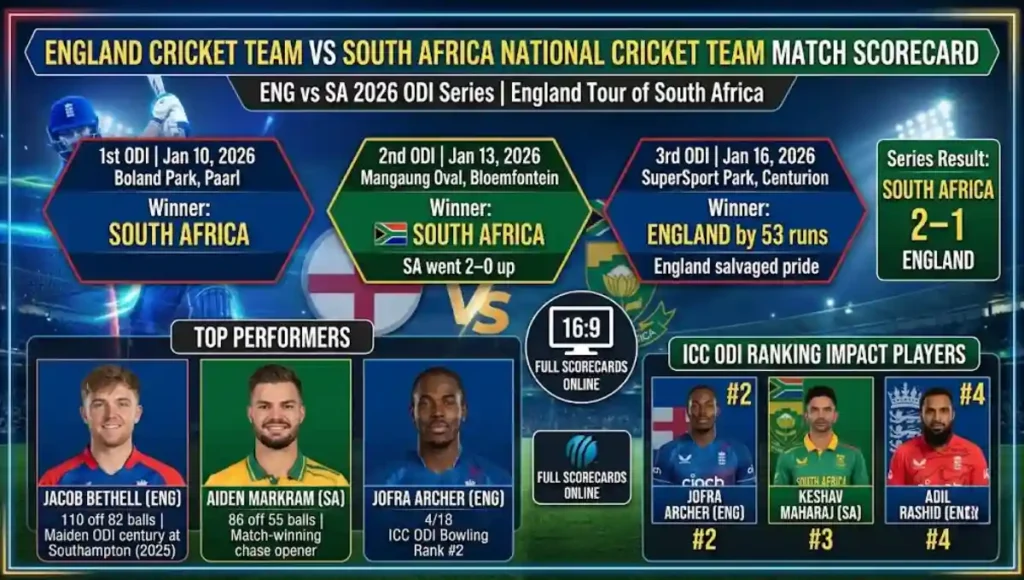 England Cricket Team Vs South Africa National Cricket Team Match Scorecard