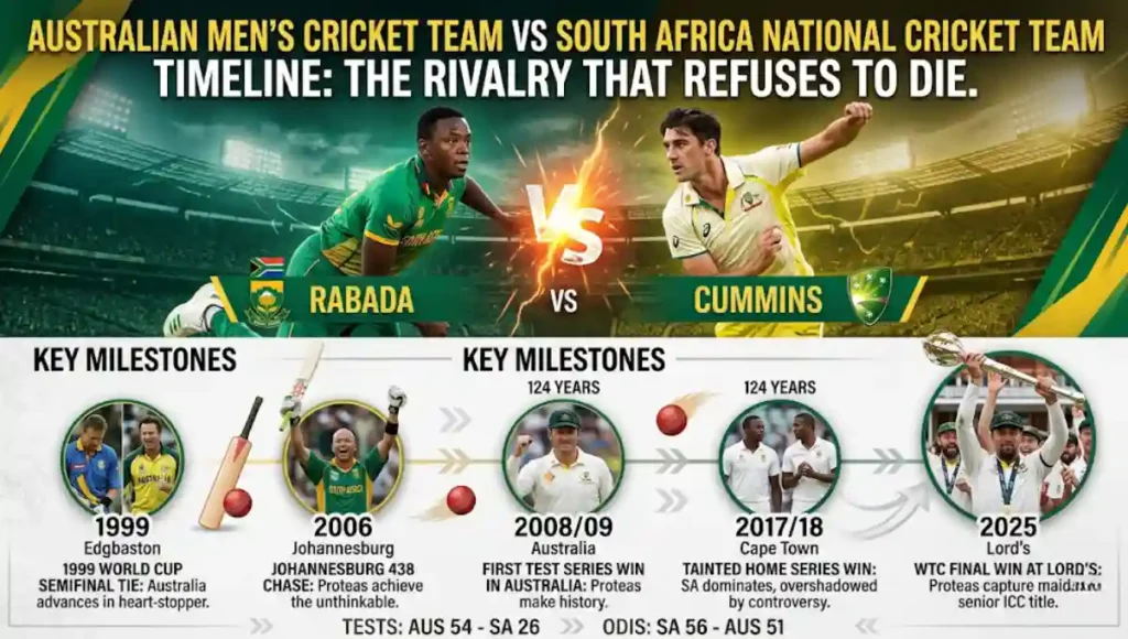 Australian Men's Cricket Team vs South Africa National Cricket Team Timeline