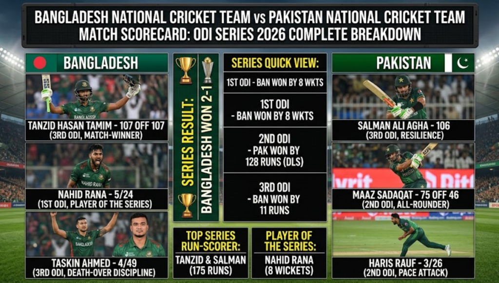 Bangladesh National Cricket Team vs Pakistan National Cricket Team Match Scorecard