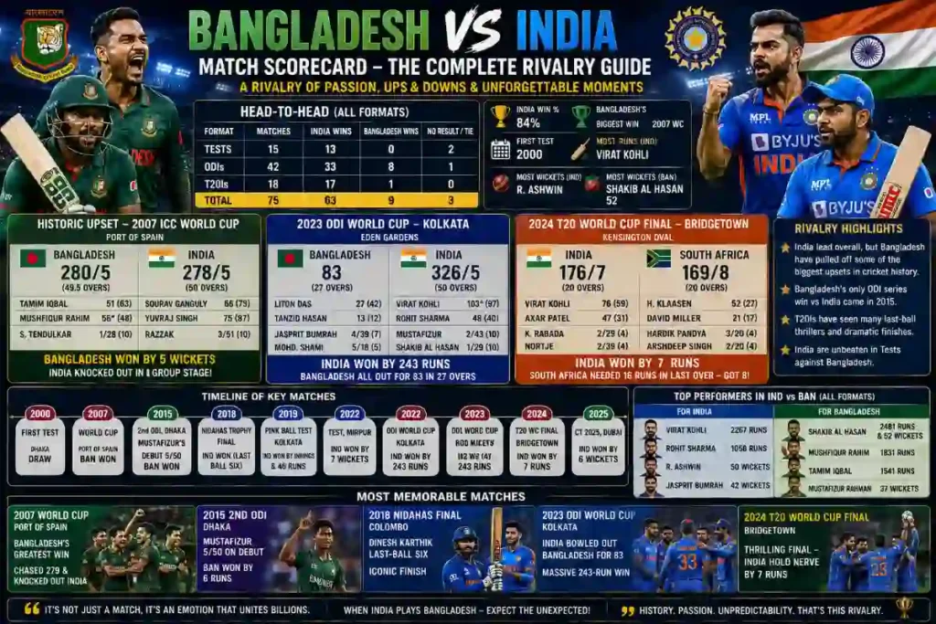 Bangladesh national cricket team vs India national cricket team match scorecard