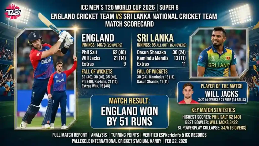 England Cricket Team vs Sri Lanka National Cricket Team Match Scorecard