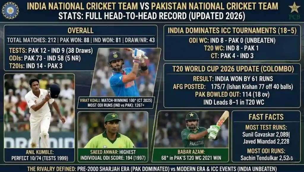 India National Cricket Team Vs Pakistan National Cricket Team Stats