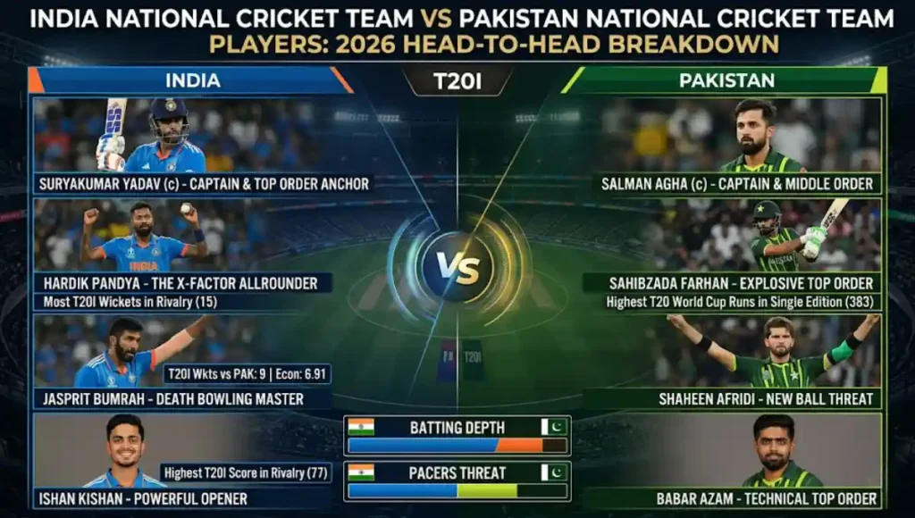 India National Cricket Team vs Pakistan National Cricket Team Players