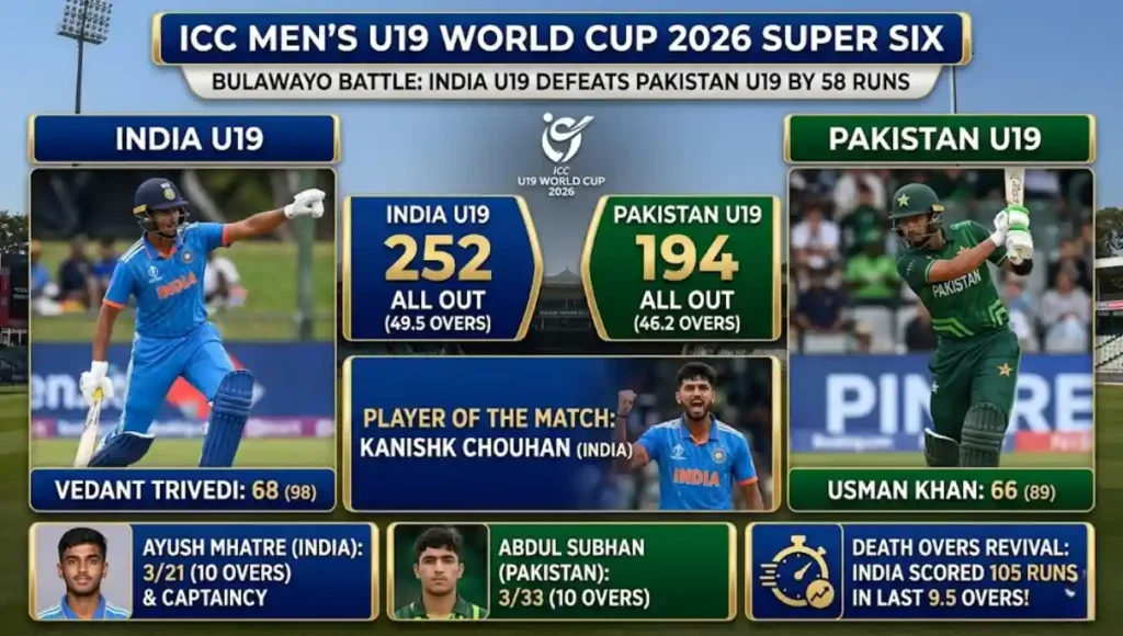 India National Under-19 Cricket Team Vs Pakistan National Under-19 Cricket Team Match Scorecard