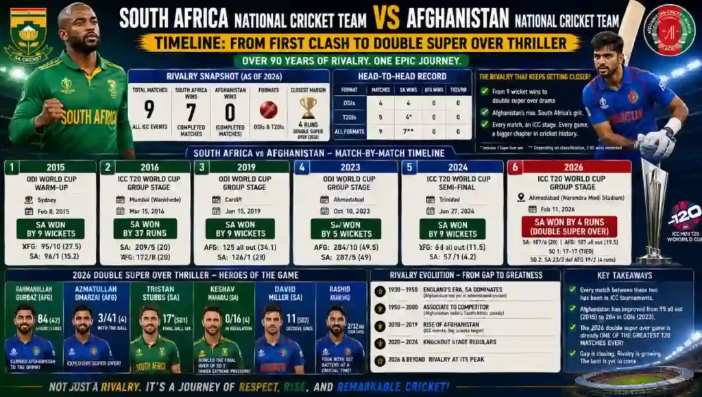 South Africa National Cricket Team vs Afghanistan National Cricket Team Timeline
