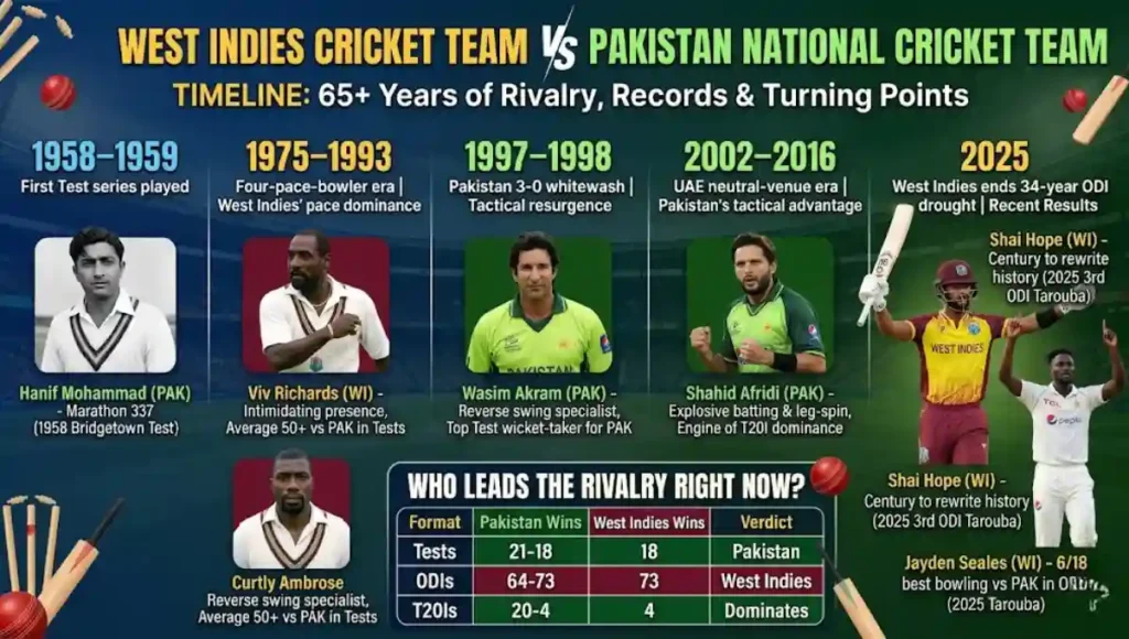 West Indies Cricket Team Vs Pakistan National Cricket Team Timeline