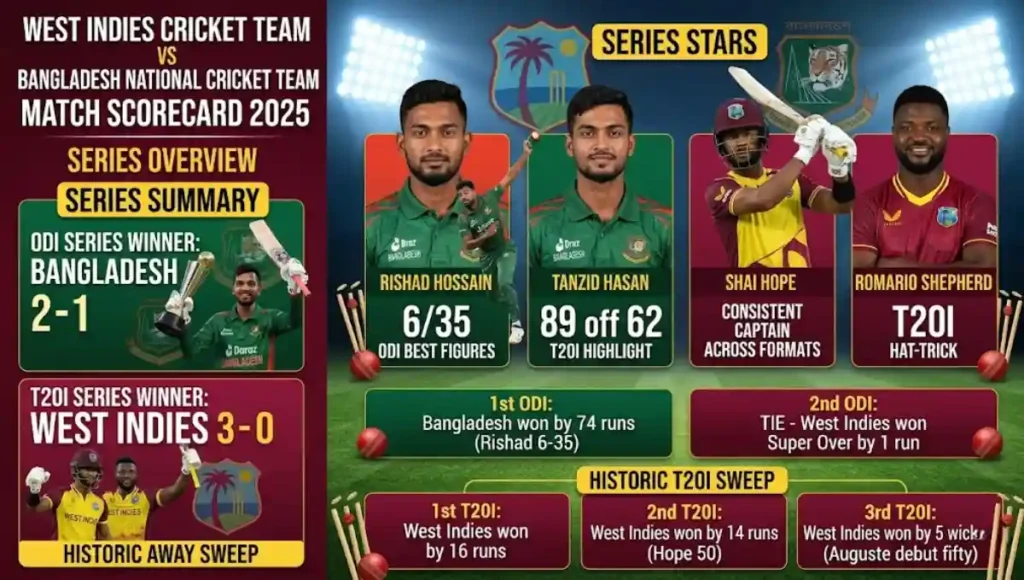 West Indies Cricket Team vs Bangladesh National Cricket Team Match Scorecard
